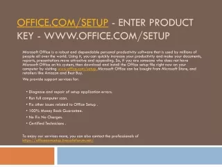 Office.com/setup - Enter Product Key - www.office.com/setup