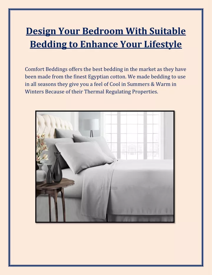 design your bedroom with suitable bedding