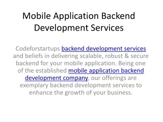 Mobile Application Backend Development Services