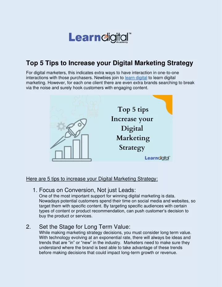 top 5 tips to increase your digital marketing