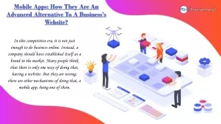 mobile apps how they are an advanced alternative
