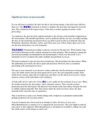 significant facts of microneedle