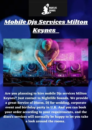 Choose Best Mobile Djs Services Milton Keynes