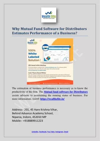 why mutual fund software for distributors