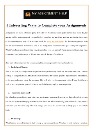 5 interesting ways to complete your assignments