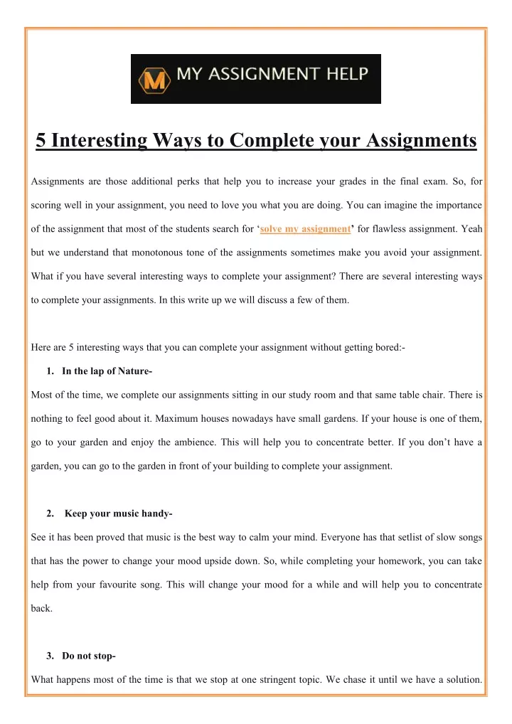 5 interesting ways to complete your assignments