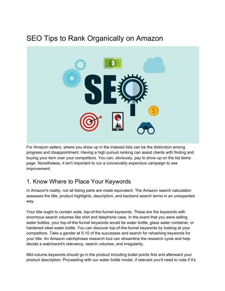 seo tips to rank organically on amazon