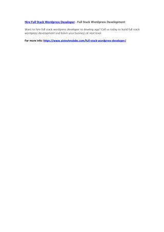 hire full stack wordpress developer full stack