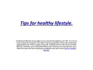 Tips for healthy lifestyle.