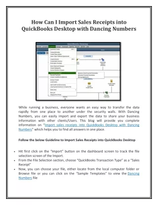 how can i import sales receipts into quickbooks