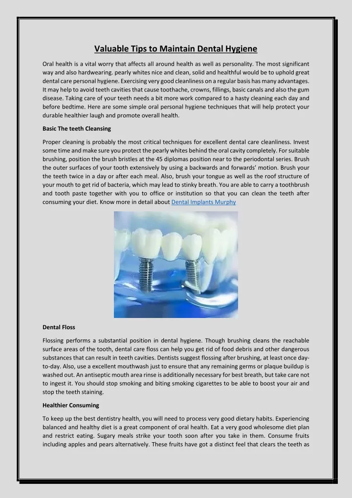 valuable tips to maintain dental hygiene