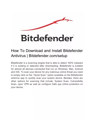how to download and install bitdefender antivirus
