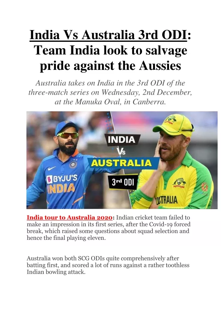 india vs australia 3rd odi team india look