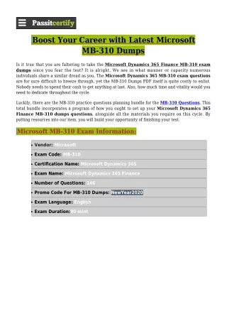 [New Year Promotions] Microsoft MB-310 Exam Dumps