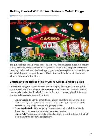 getting started with online casino mobile bingo