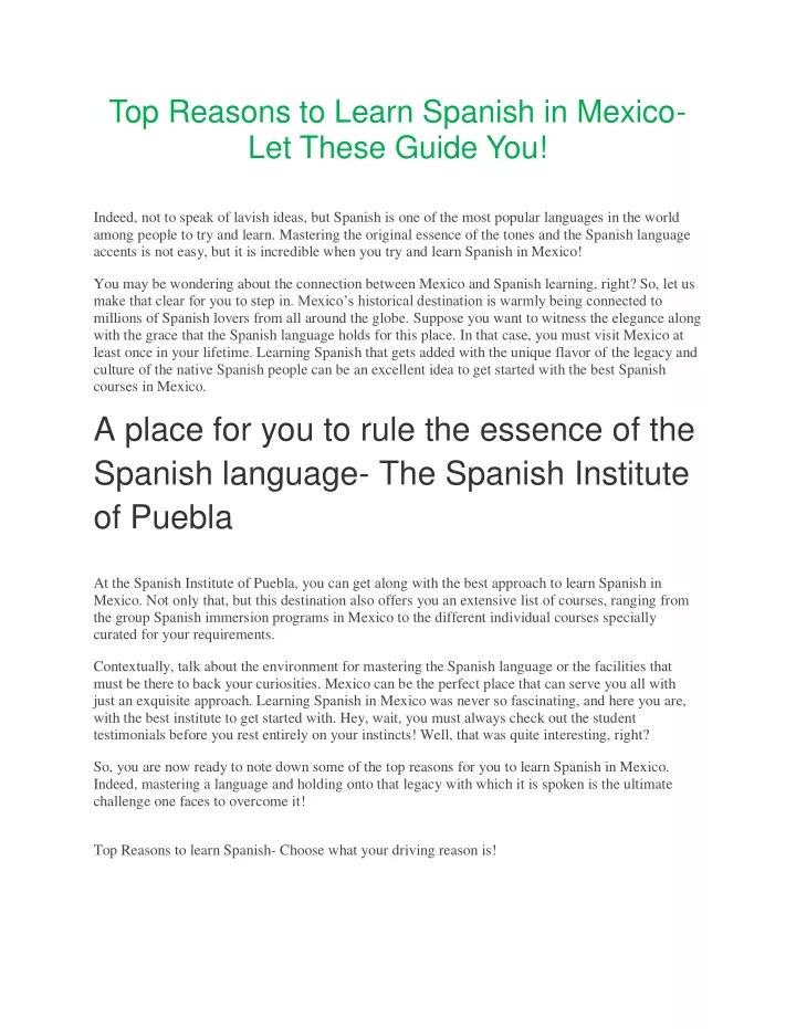 top reasons to learn spanish in mexico let these