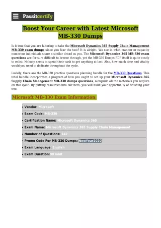 [New Year Promotions] Microsoft MB-330 Exam Dumps