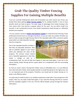 grab the quality timber fencing supplies