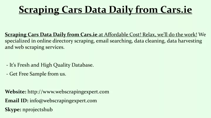 scraping cars data daily from cars ie