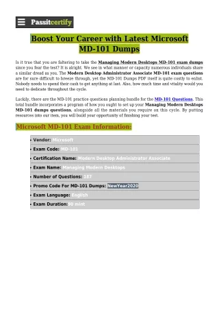 [New Year Promotions] Microsoft MD-101 Exam Dumps