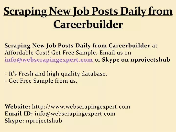 scraping new job posts daily from careerbuilder