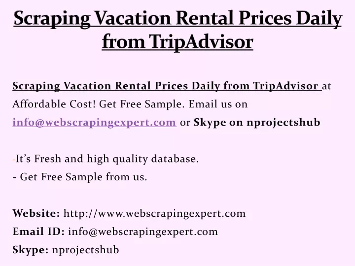 scraping vacation rental prices daily from tripadvisor