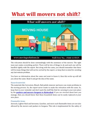 what will movers not shift