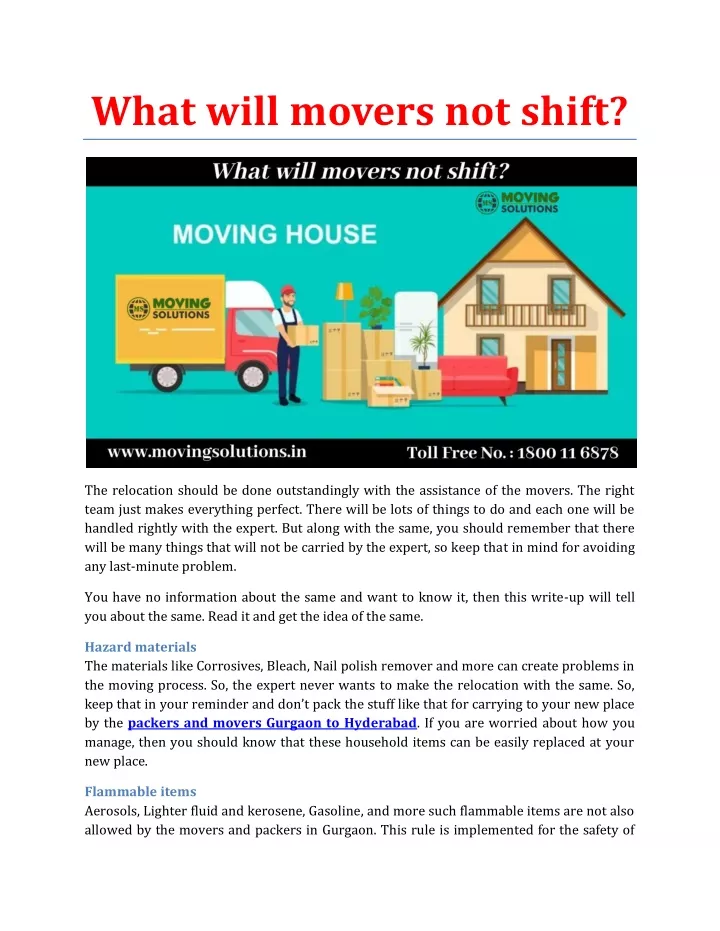 what will movers not shift