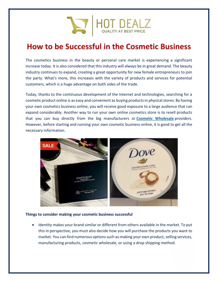 how to be successful in the cosmetic business