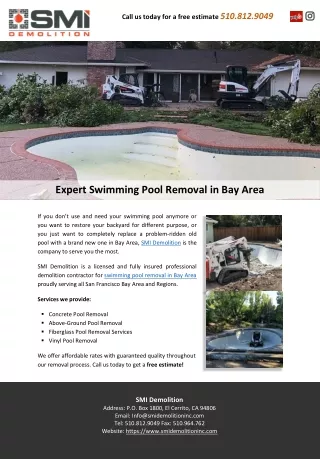 Expert Swimming Pool Removal in Bay Area