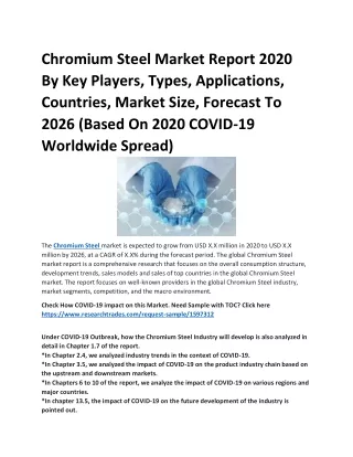 chromium steel market report 2020 by key players