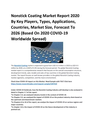 nonstick coating market report 2020