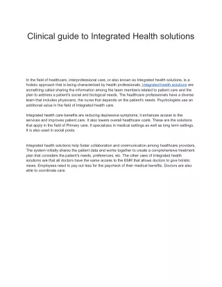 clinical guide to integrated health solutions