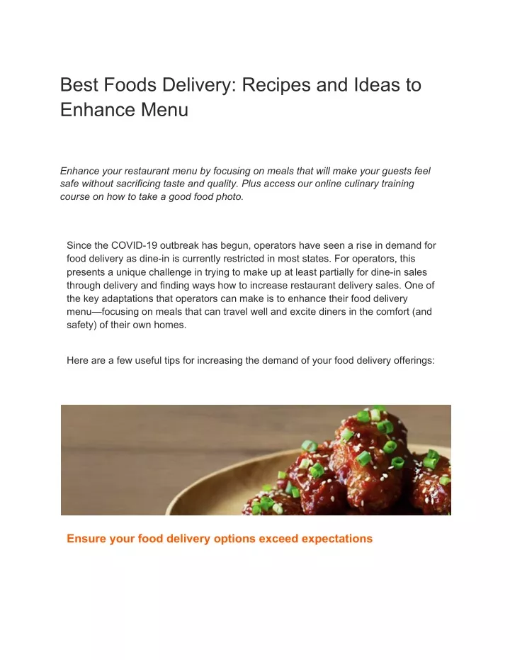 best foods delivery recipes and ideas to enhance
