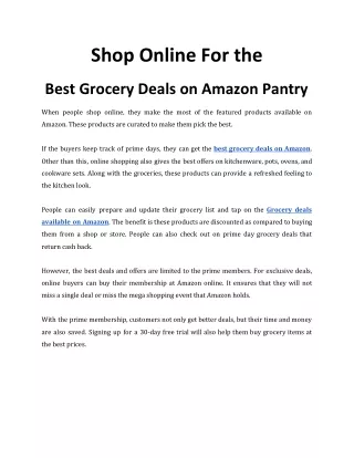 Shop Online For the Best Grocery Deals on Amazon Pantry