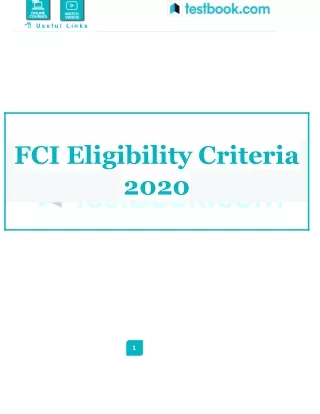FCI Eligibility Criteria 2020