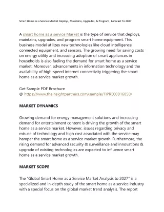 smart home as a service market deploys maintains