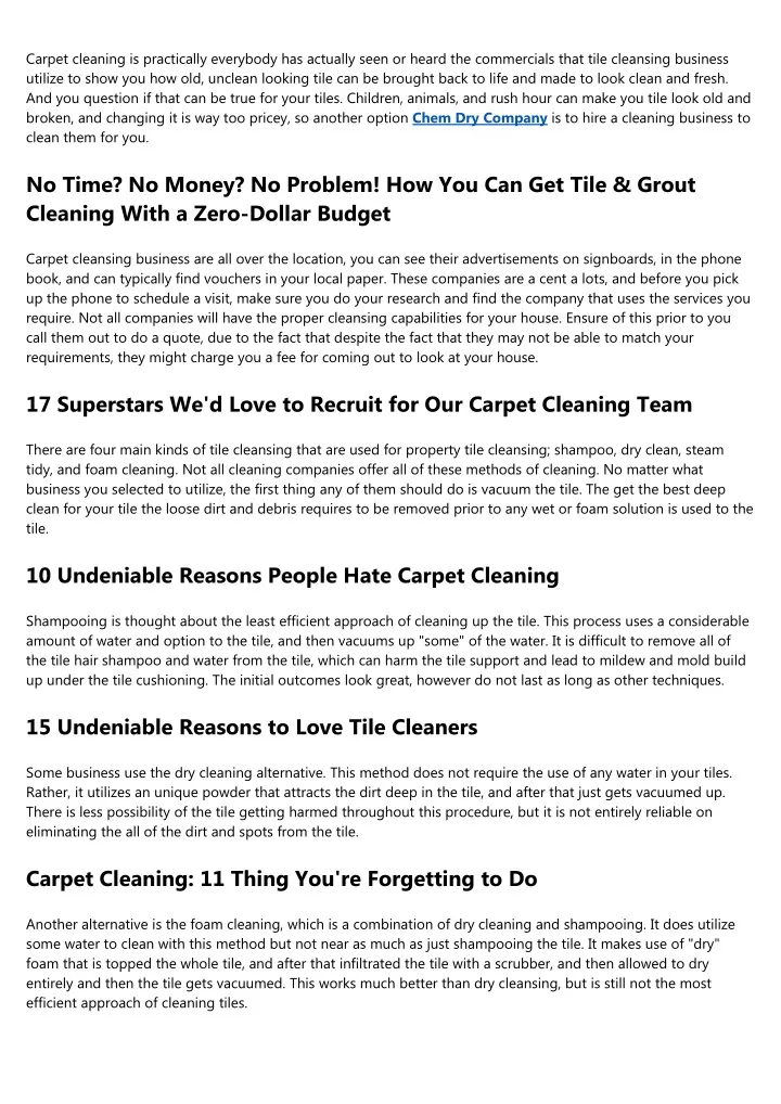 carpet cleaning is practically everybody