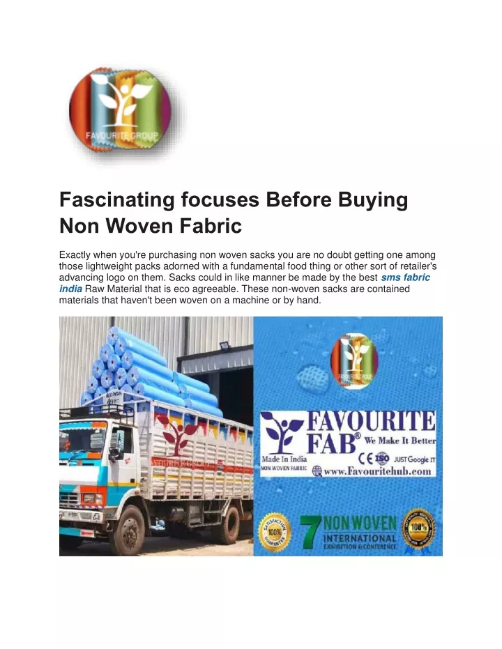 fascinating focuses before buying non woven fabric