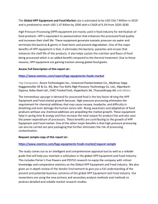 the global hpp equipment and food market size