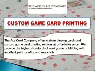 Custom Game Card Printing