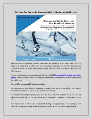 the need and essence of biocompatibility testing