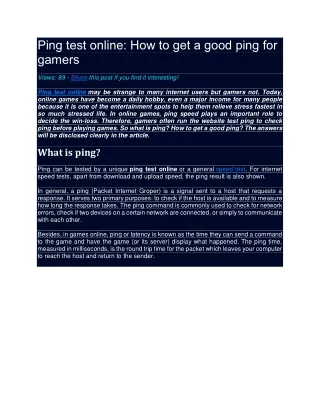 ping test online how to get a good ping for gamers