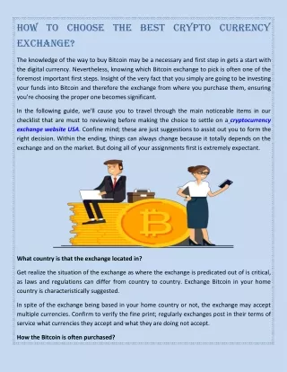 How To Choose The Best Crypto Currency Exchange?