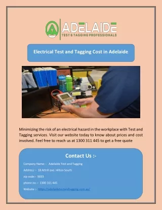 electrical test and tagging cost in adelaide