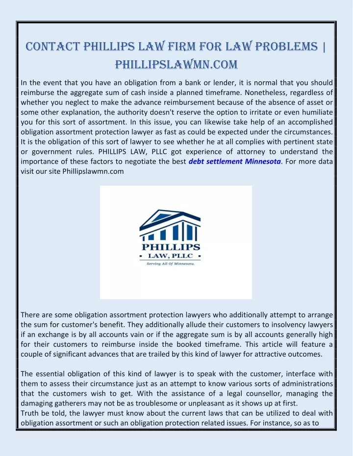 contact phillips law firm for law problems