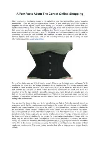 A Few Facts About The Corset Online Shopping