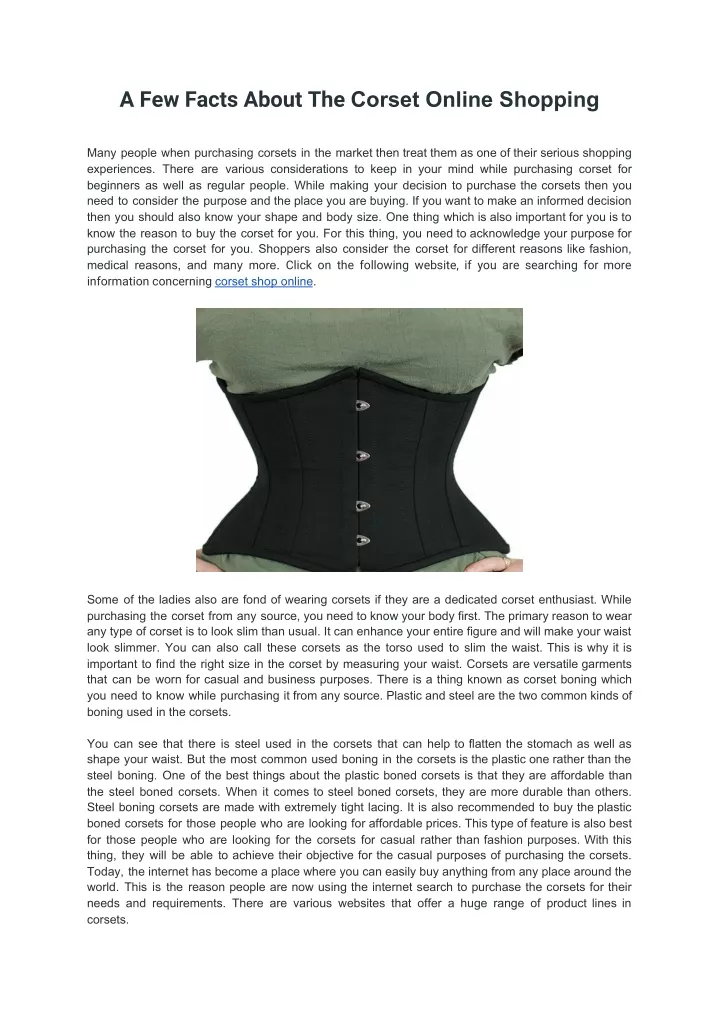 a few facts about the corset online shopping many