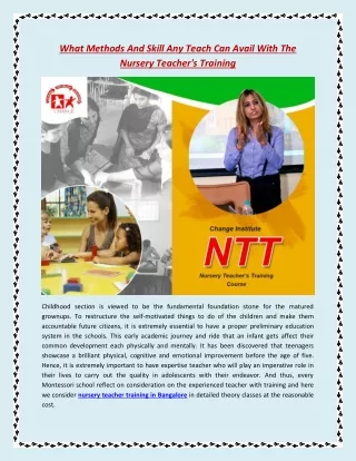 what methods and skill any teach can avail with
