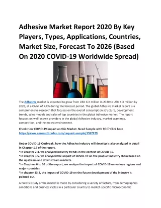 adhesive market report 2020 by key players types
